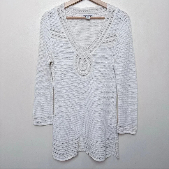 Tommy Bahama Womens Small Sand Dollar Shimmer  Tunic Sweater In Soft Gold - Picture 4 of 16